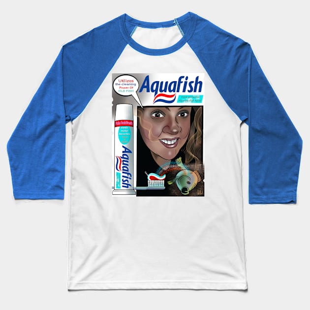 Pukey products 52 "Aquafish" Baseball T-Shirt by Popoffthepage